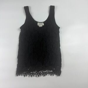 BB Dakota Tank Top Womens Small Black Lace Overlay Stretchy Wide Strap Pullover